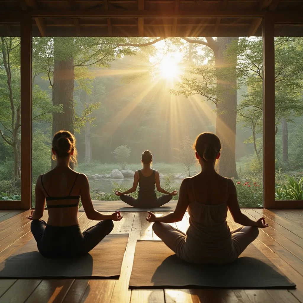Mindfulness meditation workshop in serene studio space