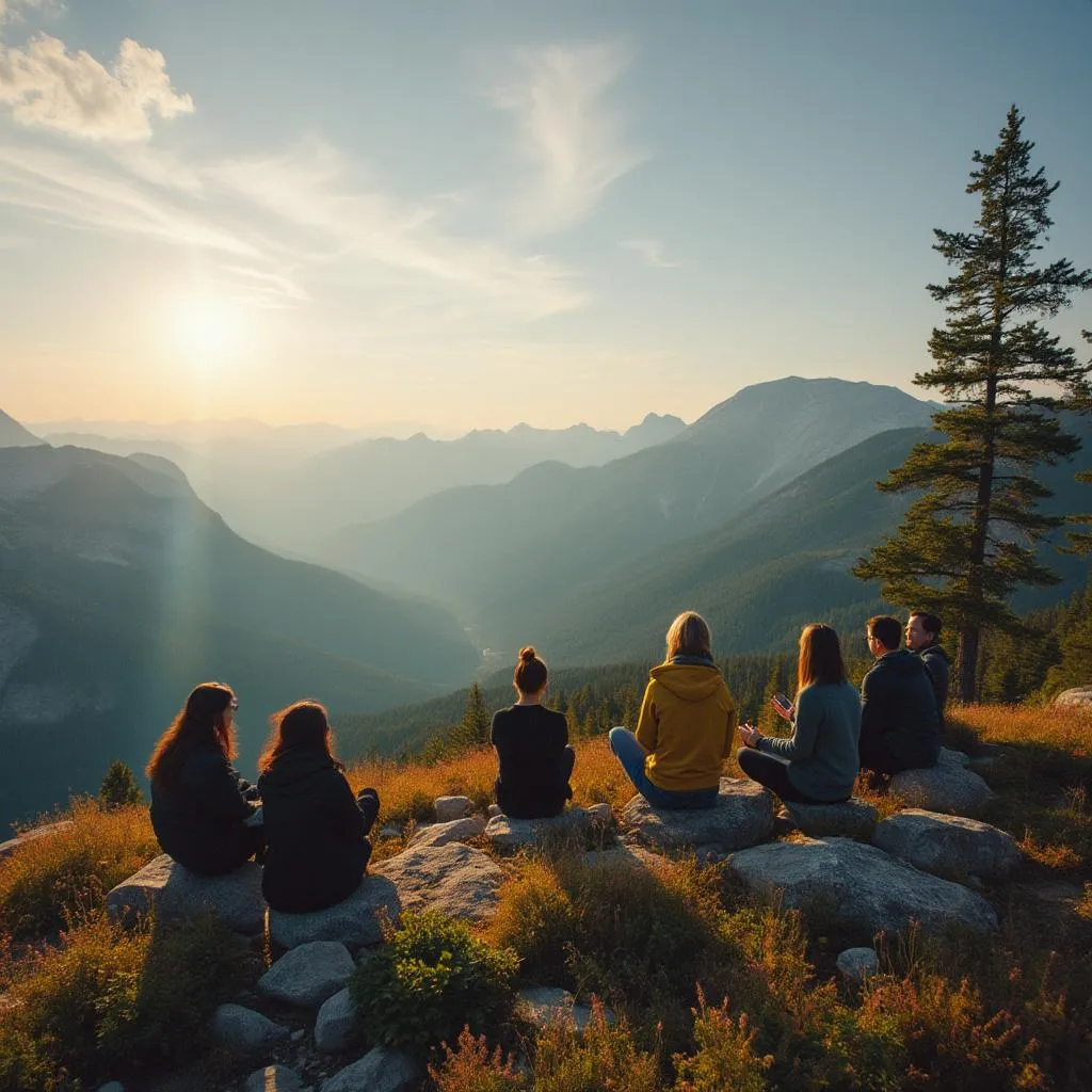 Outdoor coaching retreat in natural mountain setting