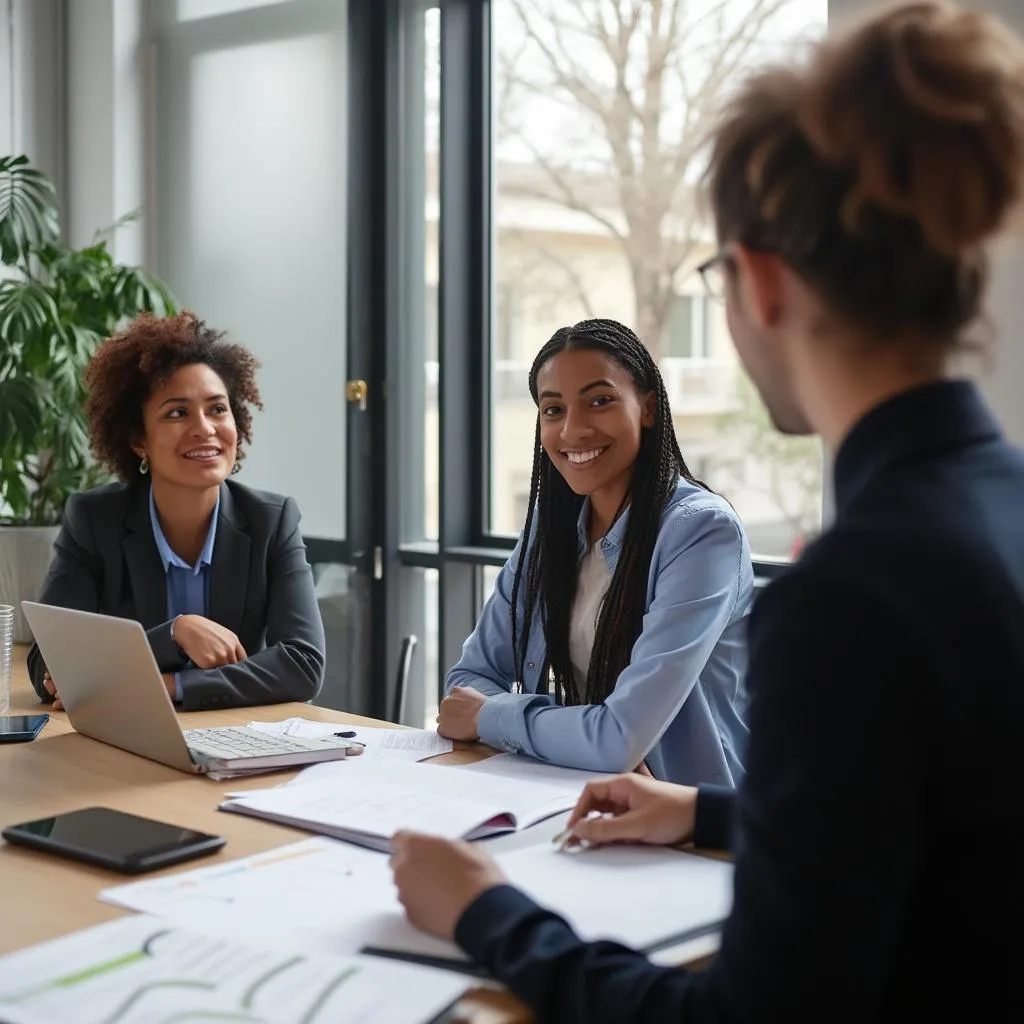 Professionals in career transition receiving coaching