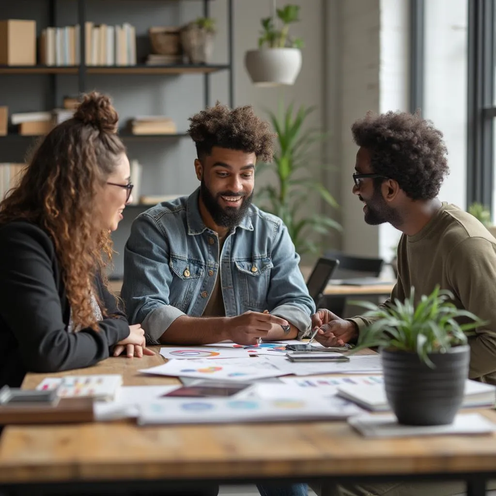 Entrepreneurs and startup founders in creative workspace